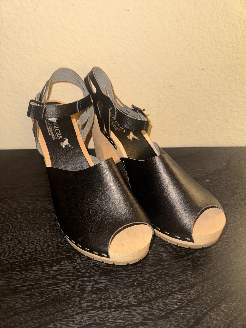 Novacas Vegan Peep-Toe Clogs Size 41 or US‎ 10